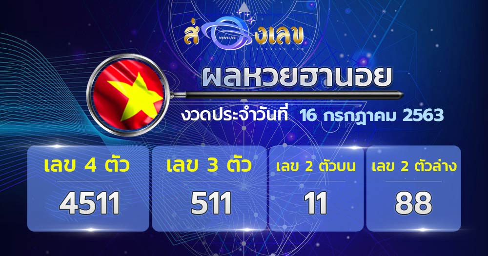 ตรวจหวยฮานอยวันที่ 16/7/63