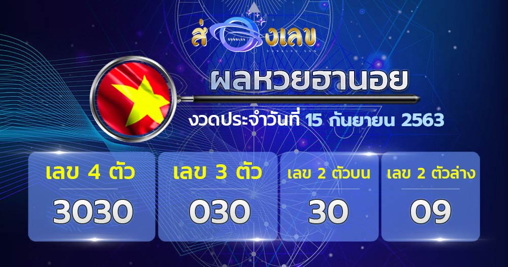 ตรวจหวยฮานอยวันที่ 15/9/63