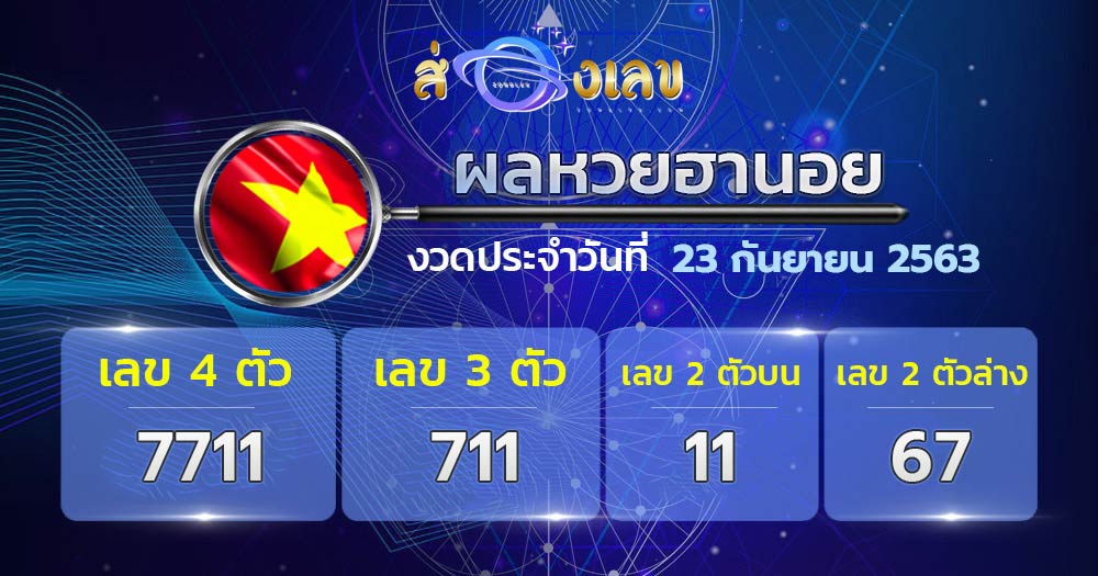 ตรวจหวยฮานอยวันที่ 23/9/63