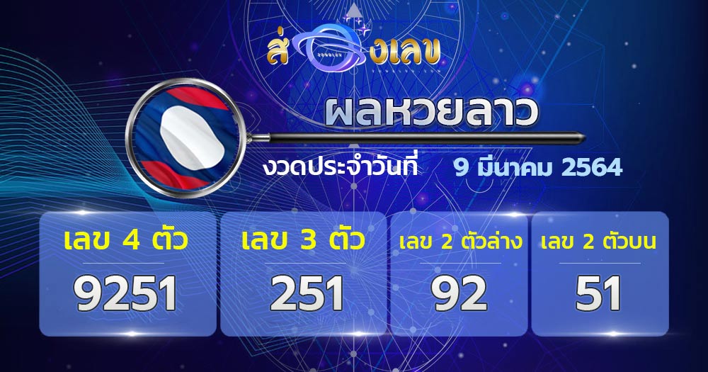 ผลหวยลาว 9/3/64