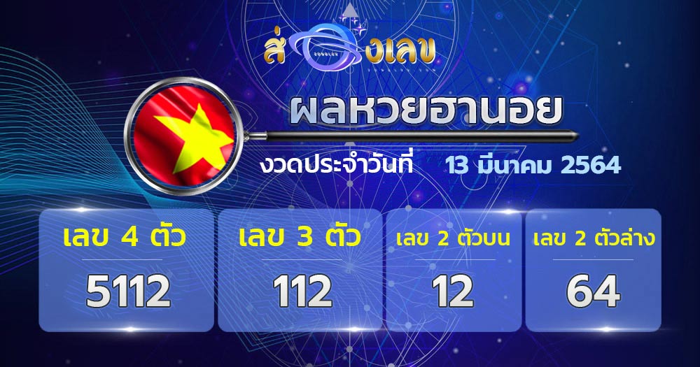 ตรวจหวยฮานอย 13/3/64