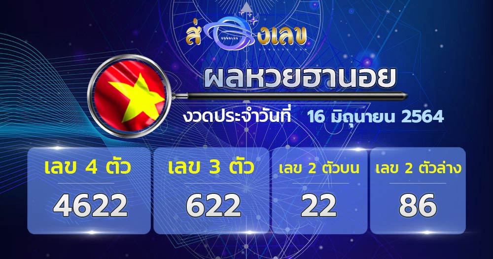 ตรวจหวยฮานอย 16/6/64 ส่อง ผลหวยฮานอย วันนี้