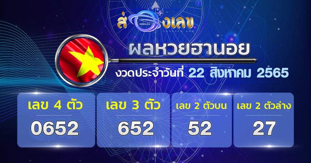 ตรวจหวยฮานอย 22/8/65