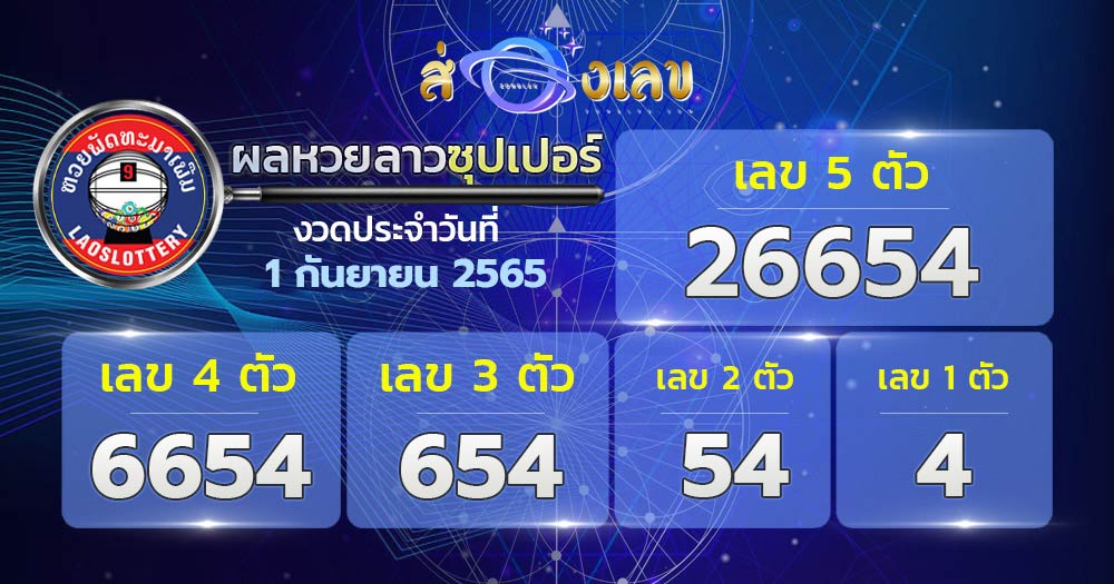 ตรวจหวยลาวซุปเปอร์วันที่ 1/9/65