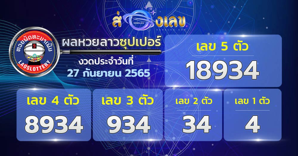 ตรวจหวยลาวซุปเปอร์วันที่ 27/9/65