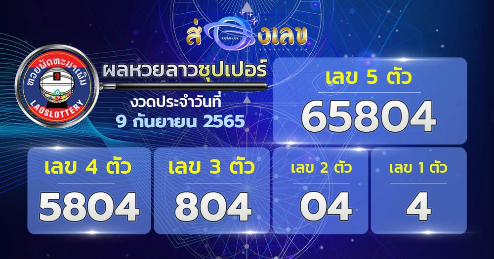 ตรวจหวยลาวซุปเปอร์วันที่ 9/9/65